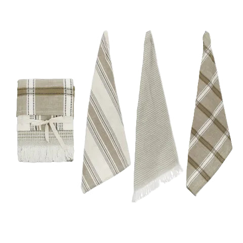 Olive Cotton Tea Towel Trio